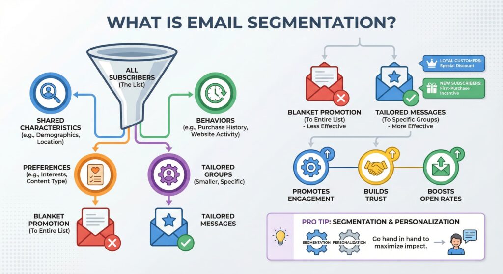 Email segmentation funnel: from all subscribers to tailored messages for higher engagement