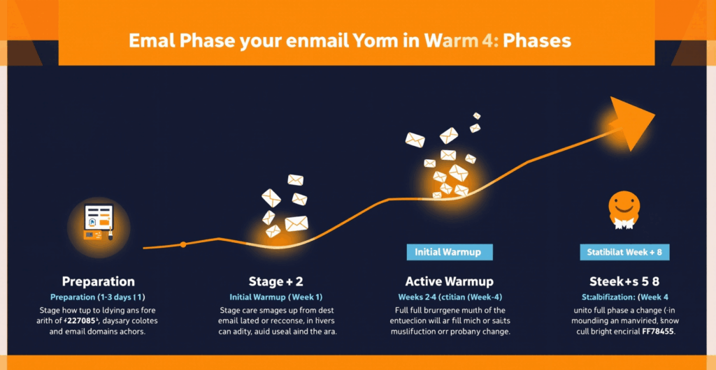 4 phases of email warm-up: preparation, initial, active, stabilization