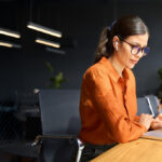 Business woman using Nova Express to create scalable email campaigns without design skills