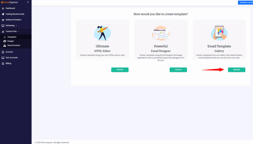 Nova Express Email Template Gallery – Browse 250+ free, mobile-friendly email templates filtered by industry, season, and style
