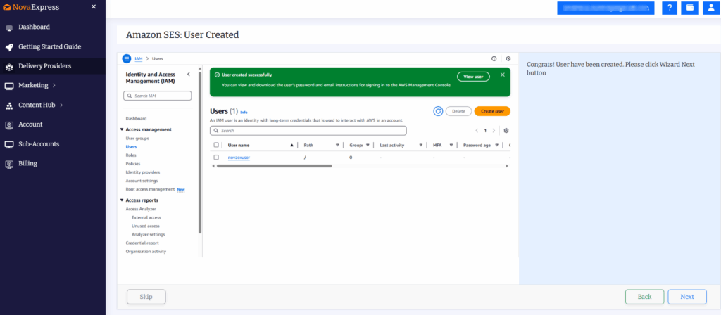 Request Production Access in Nova Express, unlock unlimited sending for real campaigns