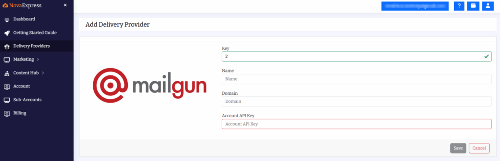 Nova Express dashboard: send test email after Mailgun setup