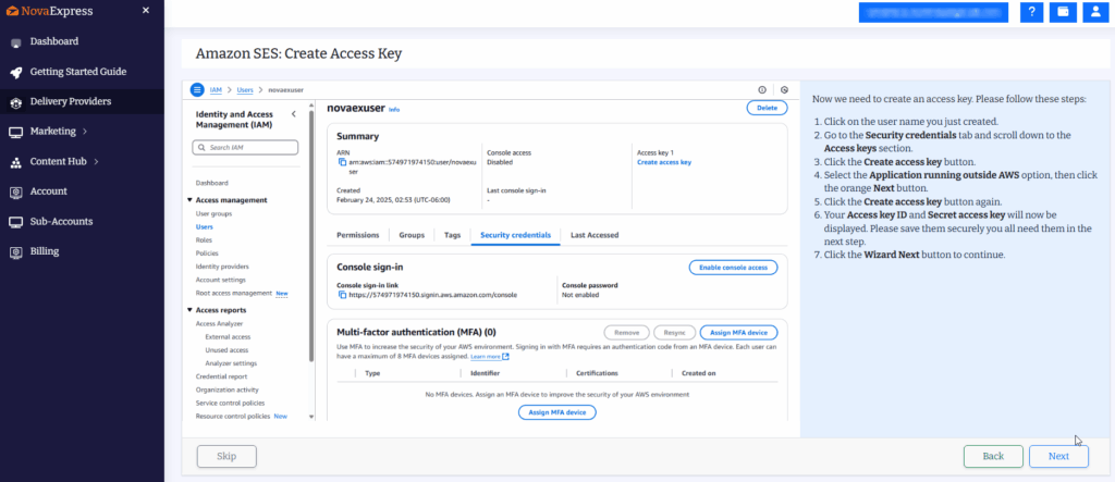 Connect to Nova Express, the easiest part of setup