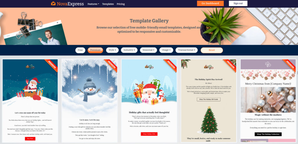 Nova Express email template gallery: 270+ mobile-first templates for fast campaign launch