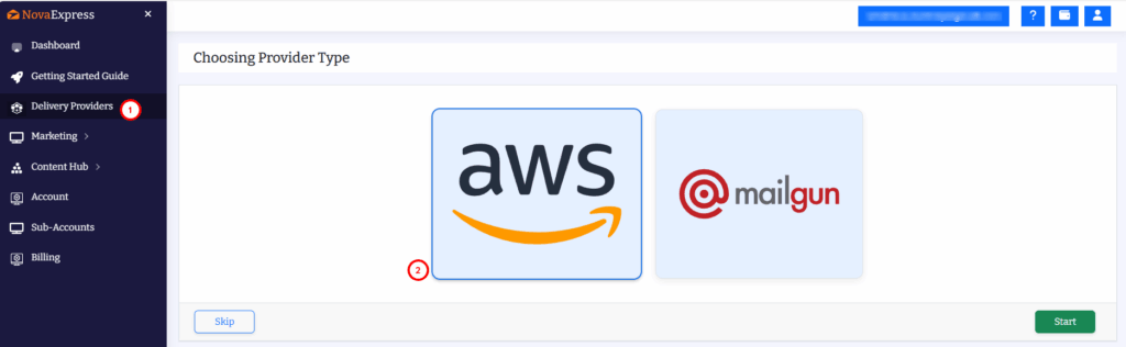 First choice between Amazon SES and Mailgun delivery providers in Nova Express