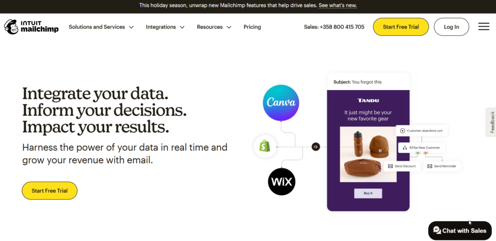 Screenshot of MailChamp email marketing platform interface showing campaign
