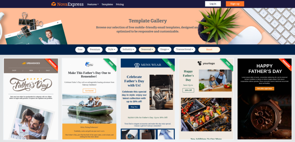 Father’s Day email marketing example with Nova Express template preview.