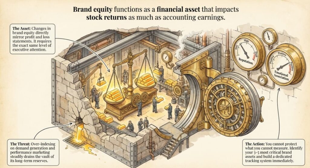 Mechanical-style illustration symbolizing Aaker’s concept of brand image and the need for sharp differentiation in crowded markets